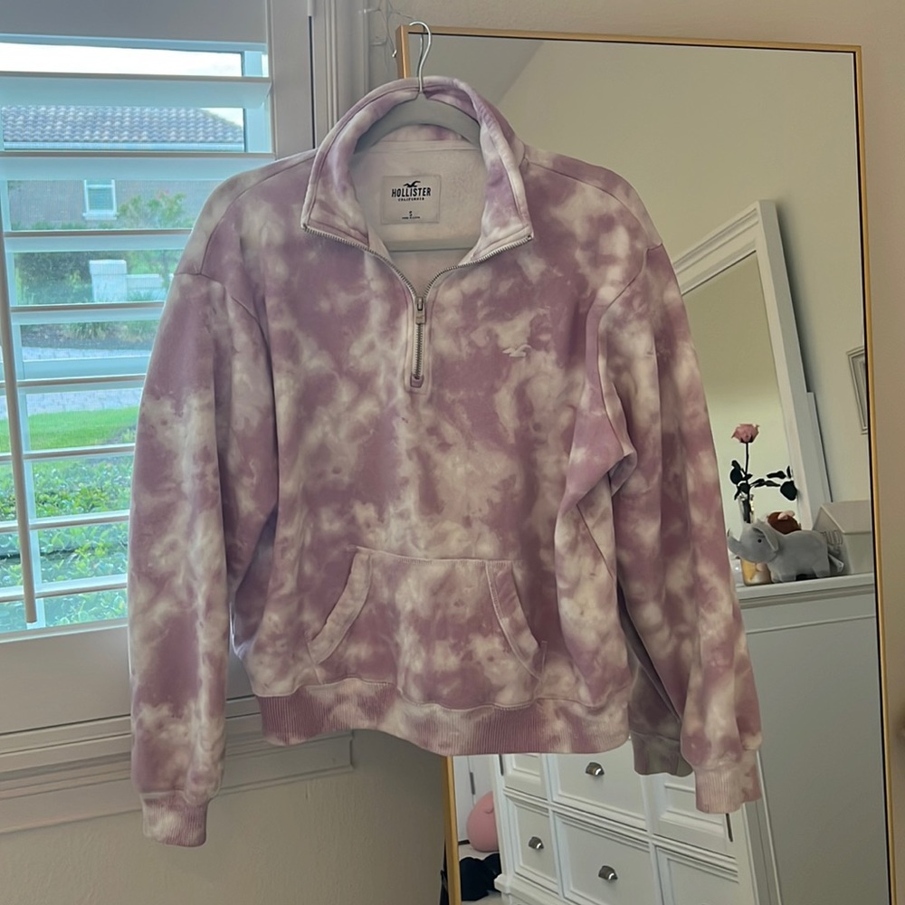 purple tie- dye half zip sweatshirt from hollister:)